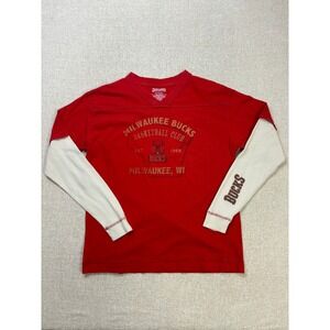 NBA Exclusive Collection Milwaukee Bucks Red Layered Thermal Long Sleeve Shirt L